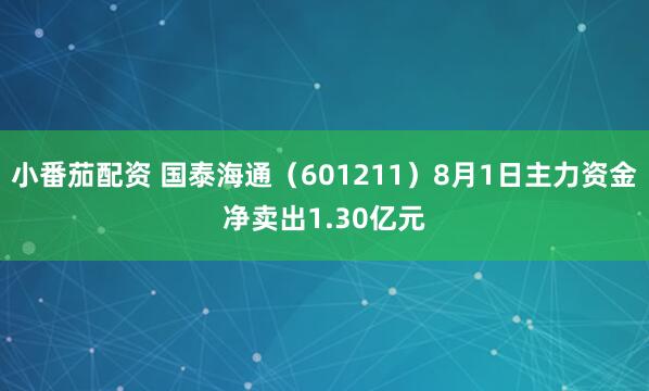 小番茄配资 国泰海通（601211）8月1日主力资金净卖出1.30亿元